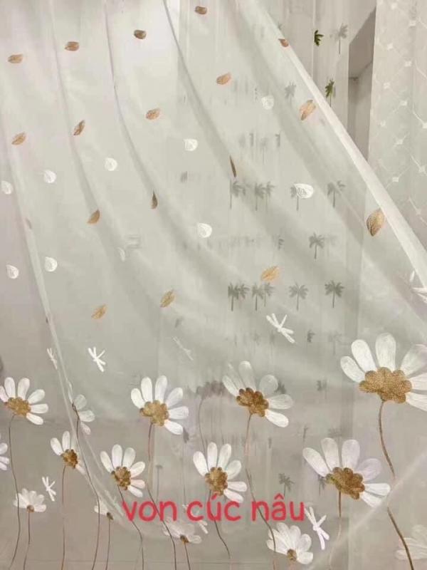 Rèm voan cúc nâu 